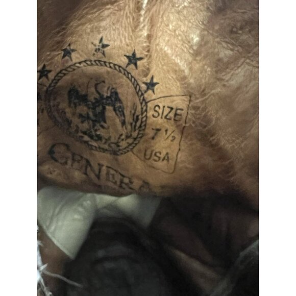 vtg El General Western Boots Mens Size 26.5 Beige Reptile Croc Leather Cowboy - Picture 8 of 8